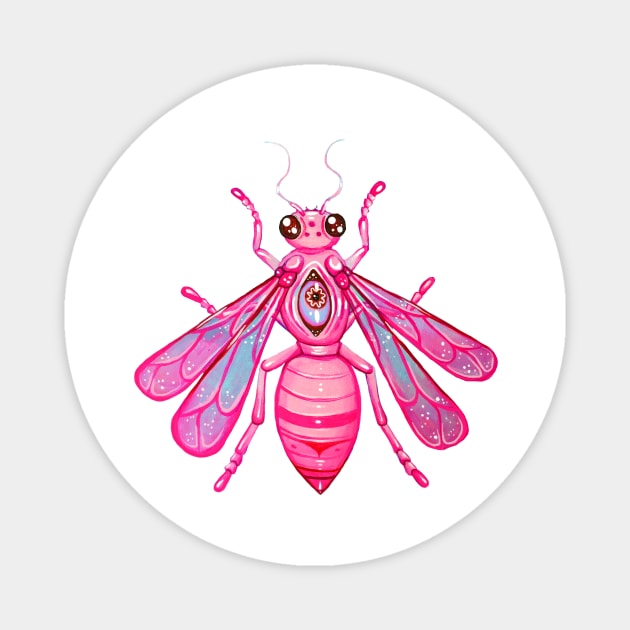 Pink Bee Magnet by Bethaliceart